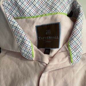 Mens Dress Shirt 16.5 33 Blue Check Button Down Business Casual Tattersall